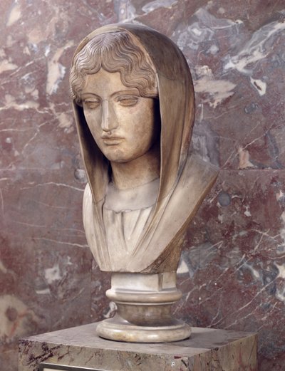 Cabeça de uma mulher conhecida como Aspasia de Miletos (mármore) de Greek
