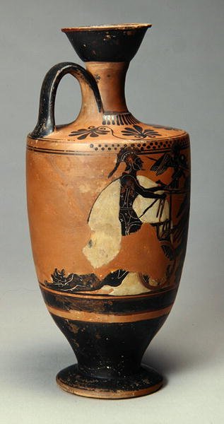 Lekythos com Aquiles e o Corpo de Hector, de Atenas, 510-500 AC (cerâmica) de Greek