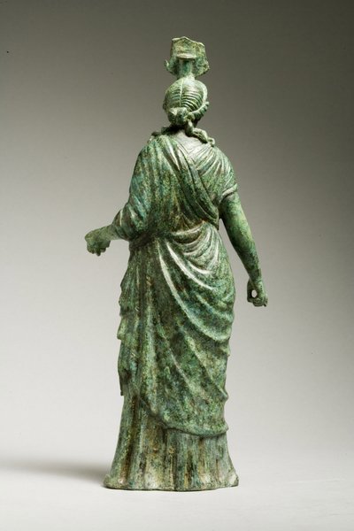 Vista traseira, de, um, estátua, de, isis, fortuna, helenistic, primeiro século, BC-1st, século, anúncio, (bronze), (ver, 270388, para, vista dianteira) de Greek