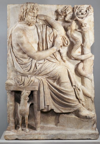 Alívio com um homem sentado (The Lansdowne Homer), c.75 aC (mármore) de Greek