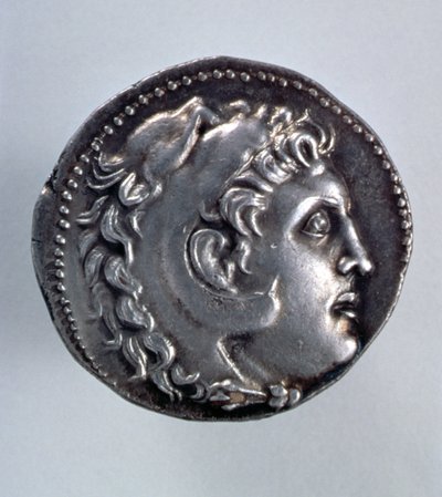 Alexandre, o Grande Tetradrachm, mostrando a cabeça de Herakles usando um cocar de pele de leão de Greek School