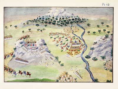 Batalhas entre turcos e gregos em Karpenisi e Kaliakouda, prato 12 da História Pictórica da Guerra da Independência Grega pelo General Makryjannis de Greek School