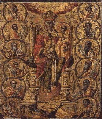 Cristo na videira, parte de um díptico das Ilhas Jónicas (óleo sobre painel) (ver também 49491) de Greek School