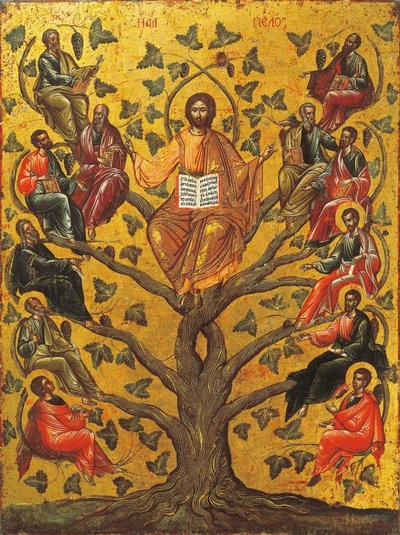Ícone Cristo, o Verdadeiro da Videira de Greek School