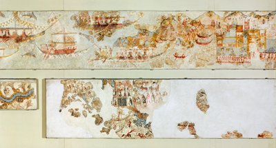 Expedições navais, Akrotiri fresco, Thera (hoje Santorini), Grécia, Civilização Minoana de Greek School