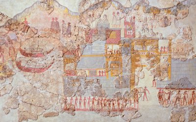 A frota, Akrotiri fresco, Thera (hoje Santorini), Minoan Civilization de Greek School