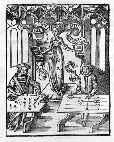 Artes Liberais: Aritmética - em "Margarita Philosophica" de Gregor Reisch (1467-1525). Bale de Gregor Reisch