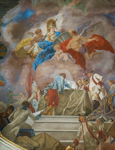 Um génio recomenda um grupo de generais austríacos a Minerva, deusa da ciência militar (ca ... de Gregorio Guglielmi