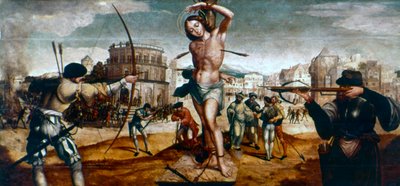 O martírio de São Sebastião, século XVI de Gregorio Lopez