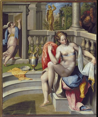 Suzanne no banho - Óleo sobre madeira de Gregorio Pagani