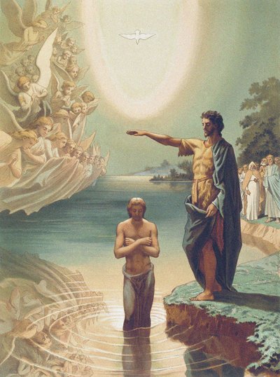 O Batismo de Cristo, c.1860 (litho) de Grigori Grigorevich (after) Gagarin