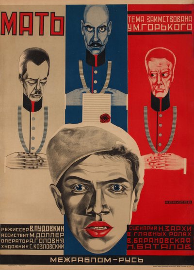 Cartaz do filme Mãe depois de M. Gorky, 1926 de Grigori Ilyich Borisov