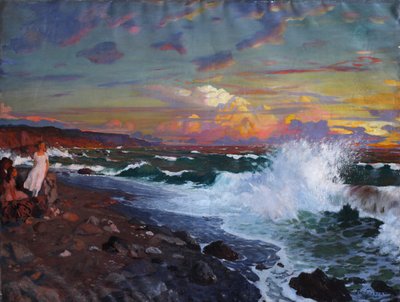 Pôr do sol. Beira-mar, início do século XX. de Grigori Mikhailovich Bobrovsky