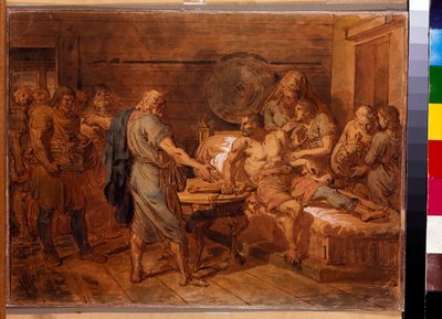 Apelo de Kuzma Minin (falecido em 1616) ao príncipe Dmitri Pozharsky (1577-1642) - Obra de Grigori Ivanovich Ugryumov (Ugrioumov) (1764-1823), aquarela e branco sobre papel, por volta de 1800 (31,6x42 cm) - (apelo de Kuzma Minin a o príncipe Dmitry Pozhars de Grigoriy Ivanovich Ugryumov