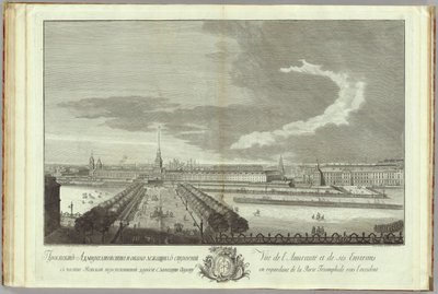 Nevsky Prospekt com a Admirality view Livro do 50º aniversário da fundação de São Petersburgo, 1753 de Grigory Anikeevich Kachalov
