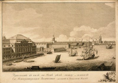 Vista do Palácio de Inverno do rio Neva, 1753 de Grigory Anikeevich Kachalov
