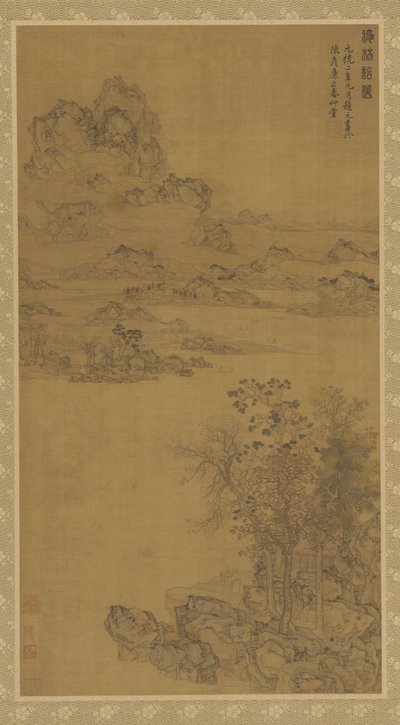 Separando-se de um amigo sob árvores de outono, dinastia Qing, século XVII e início do século XVIII. de Gu Fuzhen