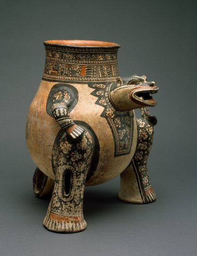 Embarcação de onça-pintada, noroeste da Costa Rica, período tardio VI, 1200-1400 (louça de barro com pintura de deslizamento policromada) de Guanacaste Nicoya Culture Guanacaste Nicoya Culture