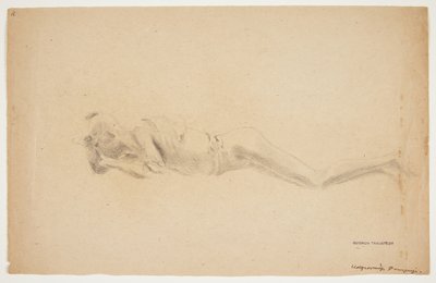 Estudo de um molde de gesso de Pompeia. homem mentiroso de Gudrun Traustedt