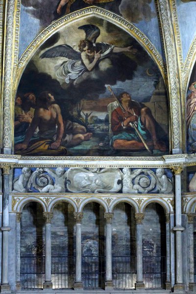 Fresco com a representação da anunciação aos pastores de Guercino (1591-1666)