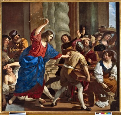 Cristo conduzindo os emprestadores de dinheiro do Templo Pintura de Giovanni Francesco Barbieri de Il Guercino (O Guerchino) (1591-1666) de Guercino