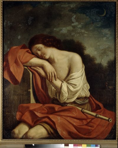 O Endímion adormecido. Pintura de Giovanni Francesco Barbieri conhecida como Guercino ou Le Guerchin (1591-1666), óleo sobre tela. Arte italiana de Guercino
