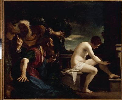 Suzanne e os Anciãos - Óleo sobre tela de Guercino