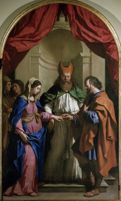 O Casamento da Virgem (óleo sobre tela de Guercino