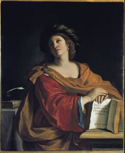 The Samian Sibyl (of Samos) - Óleo sobre tela de Guercino