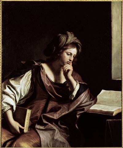 The Samian Sibyl (of Samos) - Óleo sobre tela de Guercino