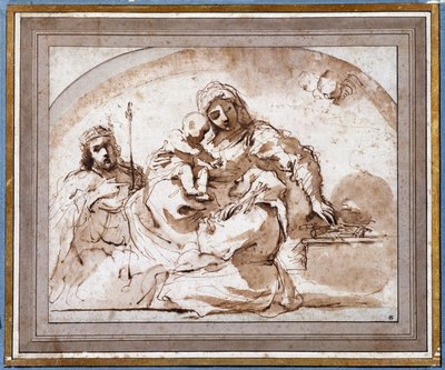 A Virgem tem um filho com São Luís e São François de Guercino