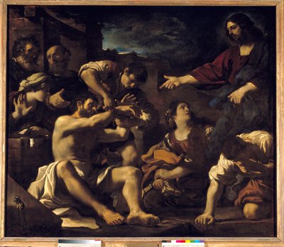 A ressurreição de Lázaro. Pintura de Giovanni Francesco Barbieri Guerchin dit Il Guercino (1591-1666). 1619 Sun. 2,01x2,33 m de Guercino