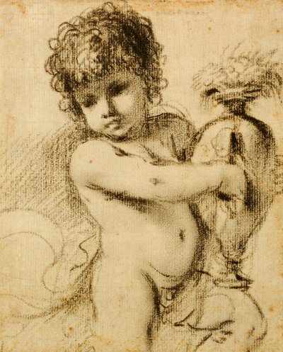 Um Putto com um vaso de Guercino