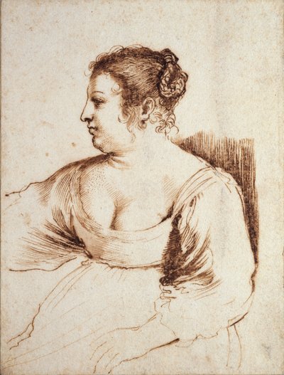 Uma mulher sentada, 1640-1649 de Guercino