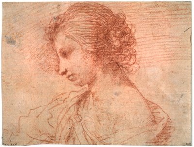 Retrato de peito de uma jovem mulher, século XVII de Guercino