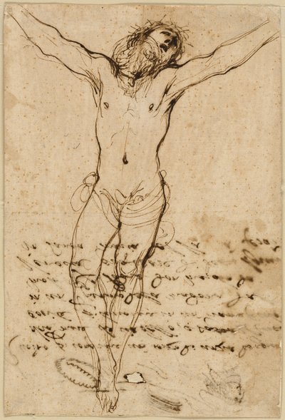 Cristo na Cruz: Estudo para a Crucifixão com os Santos de Guercino