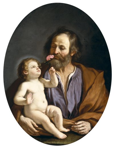 Guercino - São José com o Menino Jesus, c.1637 de Guercino