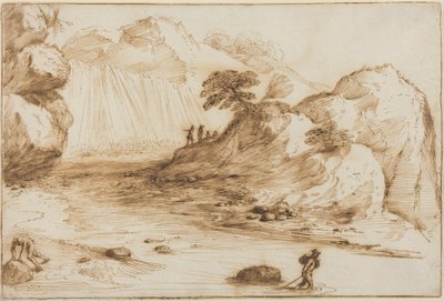 Paisagem com uma cascata de Guercino