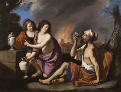 Ló e as suas filhas de Guercino