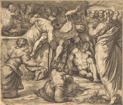 A Ressurreição de Lázaro de Guglielmo Cortese after Tintoretto