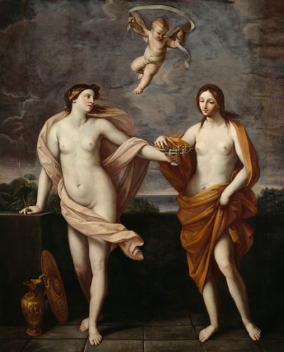 Liberalidade e Modéstia (óleo sobre tela) de Guido (after) Reni