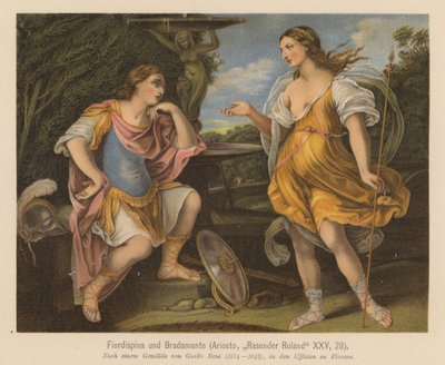 Cena de Orlando Furioso, de Ludovico Ariosto (litografia a cores) de Guido (after) Reni