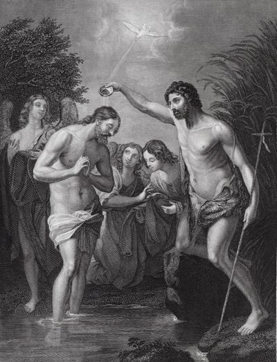 São João a batizar (gravura) de Guido (after) Reni