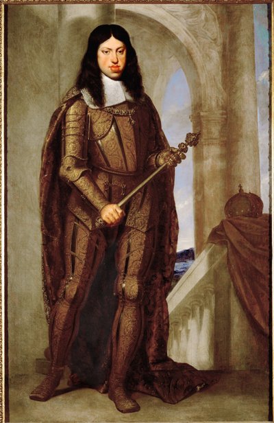 O Imperador Leopoldo I com a sua couraça dourada de casamento de Guido Cagnacci