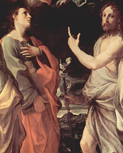 Italiano: Coroação da Virgem com os Santos João Evangelista, João Batista, Bernardo e Catarina de Alexandria, pormenor: São João Evangelista e São João Batista de Guido Reni