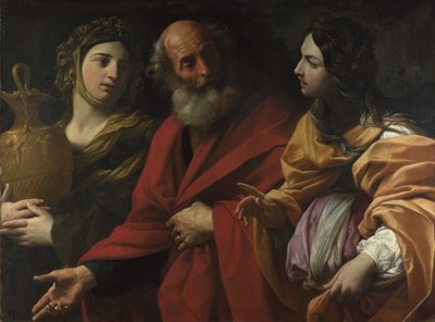 Ló e suas filhas deixando Sodoma, c. 1615 de Guido Reni