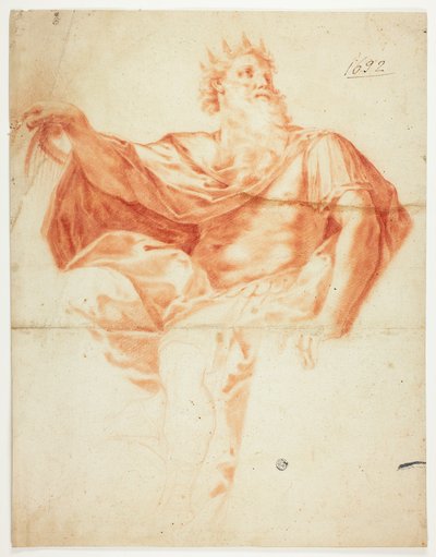 Estudo para o rei Davi, com harpa e livro de salmos de Guido Reni