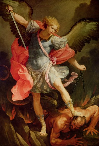 O Arcanjo Miguel derrotando Satanás (óleo sobre tela) de Guido Reni