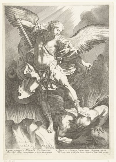 O Arcanjo São Miguel derrotando o Diabo, gravado por Pieter de Bailliu, 1623-60 de Guido Reni