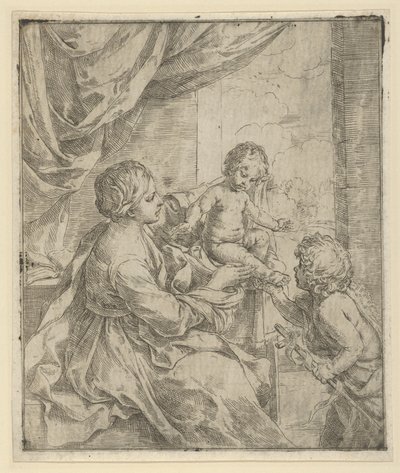 A Virgem e o Menino à mesa com o jovem João Batista, ca. 1600-1640. de Guido Reni